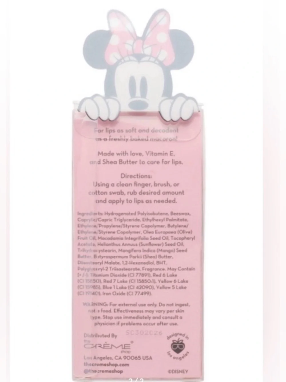 NEW bundle of 2 CRÈME shop Macaron Lip Balm Disney Minnie Mouse PINK Strawberry